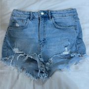 high waisted denim shorts