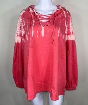 Lane Bryant Livi Activewear Half Tie Dye Laced Front Hooded Sweatshirt 18/20