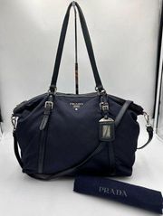 PRADA
Tessuto Nylon Saffiano Tote Navy Blue