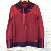 Under Armour Shirt Womens L Red Maroon Threadborne Seamless Funnel Neck LS Gym