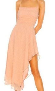 NBD Yvonne Midi Crinkled fil coupe fabric Dress in Peach Nude Size L