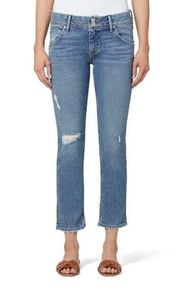 NWT Hudson Blue Denim Melbourne Distressed Collin Mid-Rise Straight-Leg Jean 26