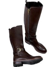 Tommy Hilfiger Frankly 2 Tall Knee High Riding Style Boot with Buckles Brown 6