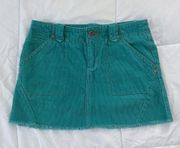 Y2K Turquoise Corduroy Mini Skirt Size 1