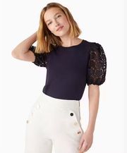 Floral Lace Puff Sleeve T-shirt