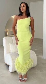 House of CB ‘Alessia’ Lime yellow neon Midi Dress NWOT size XL