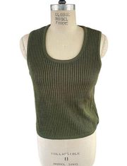 Vintage Peruvian Connection Cotton Ribbed Knit Tank in Green Size Medium