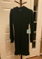 Cece forest green cable knit sweater dress size M