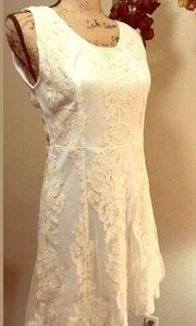 Chelsea & Violet Ivory Lace Overlay Sleeveless Dress