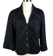 VINTAGE NICOLE MILLER Evening Jacket Jacquard Black Shimmer Rhinestone Med 80s