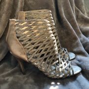 Nina New York Gold Sparkly Cage Heels