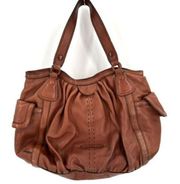 Cole Haan Women's Pebbled Leather Lined Hobo Purse Shoulder Bag Brown Size Large