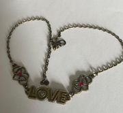 Handmade Bronze Love Engraved Charm Necklace