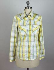 True Religion Plaid Snap Button Down Shirt