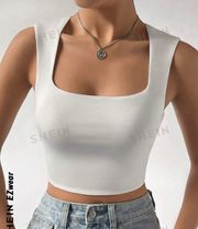 White Square Nect Cropped Tank Top 