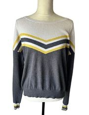 Margaret O'Leary Cashmere Blend Striped Chevron Lightweight Sweater - M
