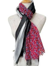 Steve Madden black white and flower flag scarf