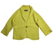 Vtg Y2K Jones New York Spring Green Crochet Knit Cotton Single Button Cardigan S