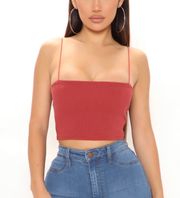 Red Spaghetti Strap Crop Tank