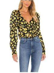 FOR LOVE & LEMONS Elisa Marigold Pleated Blouse Sz XS