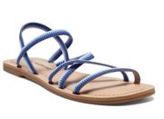 Lucky Brand Bizell Blue Strappy Stretch  Square Toe Slip On Sandals sz 6.5