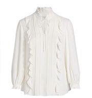 Lafayette 148 New York Harlan Ruffled Silk Blouse NWT Medium