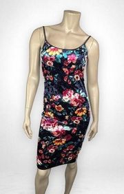 REVAMPED Floral Velour Spaghetti Strap Dress M