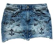 Womens H&M Divided Studded & Embroidered Boho Denim Jean Mini Skirt - Sz