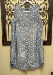 Basic Editions sleeveless denim button up mini dress