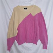 Vici Two Toned Taupe Pink Chunky Knit Pullover Sweater size small