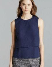 𝅺THEORY Layered tank top career SMALL Blue Cotton Sleeveless