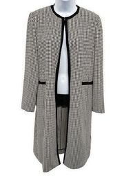 Vintage Danny & Nicole Houndstooth Open Longline Blazer Coat Petite