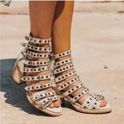 Freebird by Steven Casandra Gladiator Sandals Size 8 Gray Leather Boho Festival