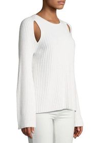 Vince Slit-Shoulder Ribbed Cashmere Sweater