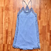 Sleeveless Periwinkle Blue V-Neck Racerback Lace Dress