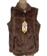 NWT free country alpine butler pile sleeveless brown faux fur vest size m