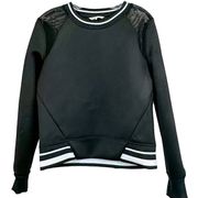 C & C California Women's Neoprene Scuba Mesh Pullover Sweatshirt Black Sz Medium