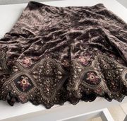 Elie Tahari Brown Crushed velvet Embroidered Skirt