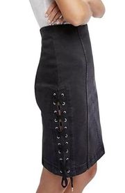 Free People Black Stretch Denim Pencil Skirt