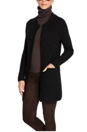 J. Mclaughlin Lana 100% Wool Black Open Cardigan Sweater Women's Size Medium
