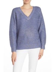 Skull Cashmere blue knit metallic v neckline sweater