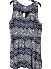 MAURICES sleeveless dress blue white chevron knee length XXL women's plus size 2