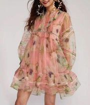 Cynthia Rowley Pink Poppy Organza Floral Dress