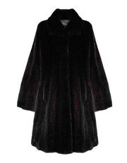 Vintage Carole Little Black Rabbit Fur Silk Lining long Coat