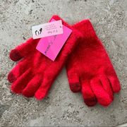 Betsey Johnson E-Z Tap Fur Gloves Red One Size NWT