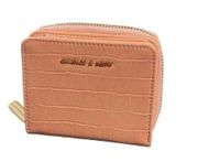 Charles & Keith Pink Crocodile Embossed Mini Zip-Around Wallet