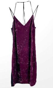 SPLENDID Purple Black VNeck Crushed Velvet Cami Dress