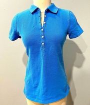 J Crew Blue Pique Short Sleeve Polo Shirt Size XS