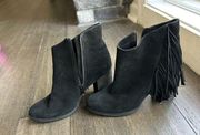 Black Fringe Ankle Booties