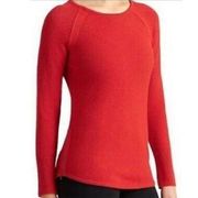 Athleta Uplands Knit Pullover Sweater Orange Side Zip Size Medium